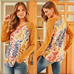 Tie Dye Golden Raglan Top